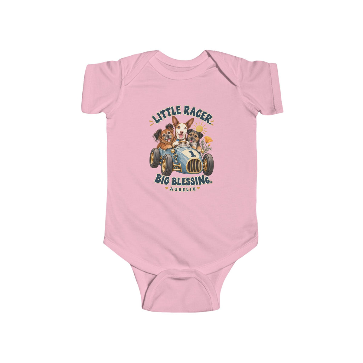 Infant Bodysuit - "Little Racer, Big Blessing" Vintage Baby Onesie
