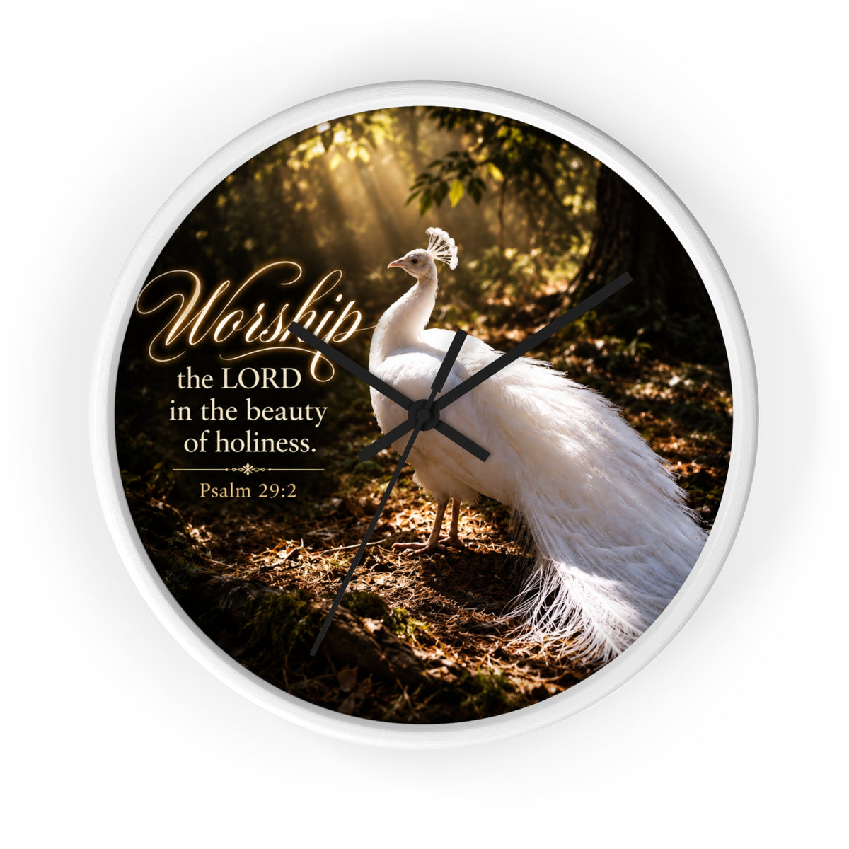 The Beauty of Holiness White Peacock - Wall Clock