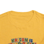 Personalized Toddler Tee - "Kaison is Two-rific!" Dinosaur 2nd Birthday Shirt