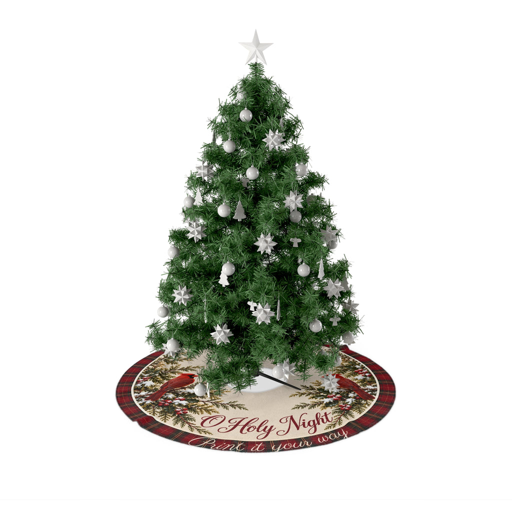 Cardinal Holy Night Christmas Tree Skirt