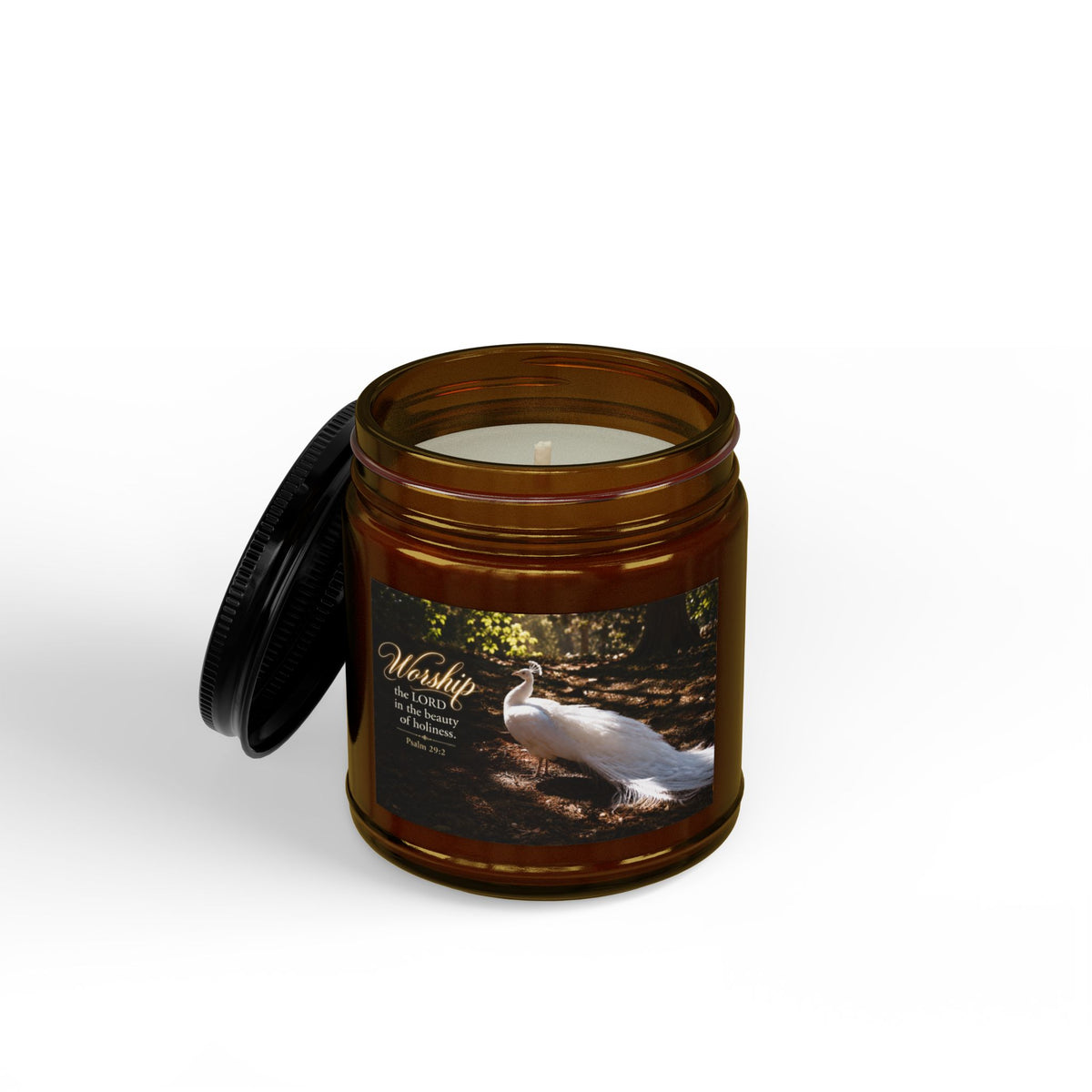 The Beauty of Holiness White Peacock - Candle