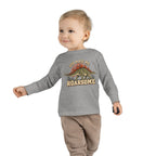 Toddler Tee - "God Made Me Roarsome" Dinosaur Long Sleeve Shirt