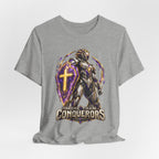 Christian Armor T-Shirt — "More Than Conquerors" Biblical Verse Tee