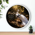 The Beauty of Holiness White Peacock - Wall Clock