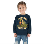 Toddler Long Sleeve Tee — "God Goes With Me" Dino Faith Shirt