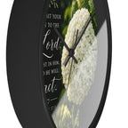 Christian Floral Wall Clock — Psalm 37:5 Inspirational Scripture Timepiece