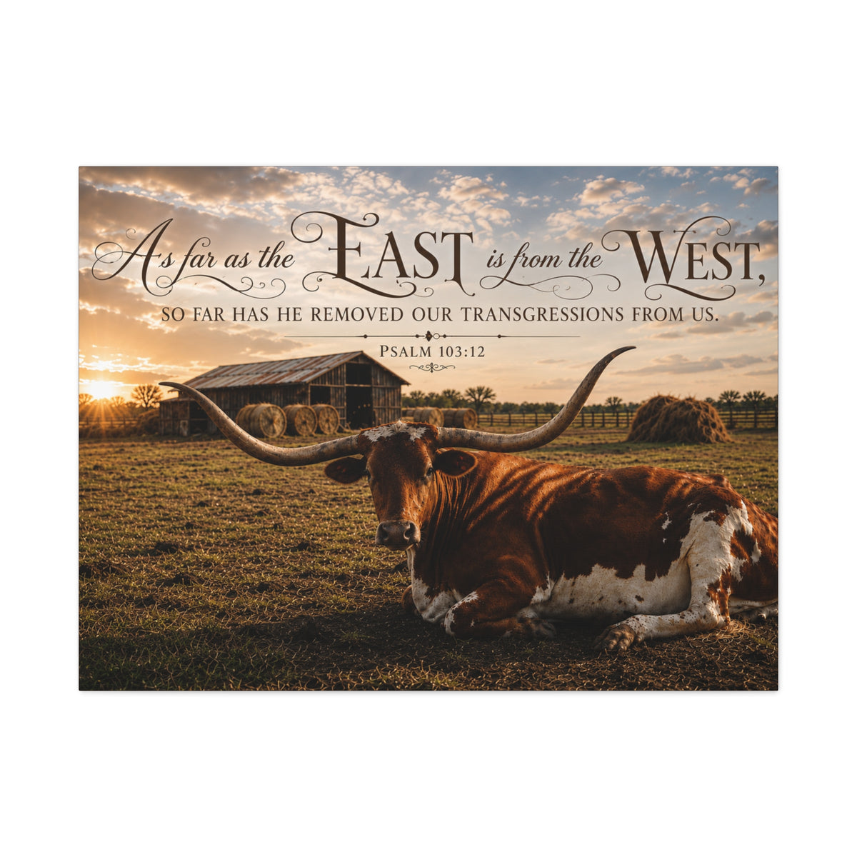 As Far As the East Longhorn - Canvas
