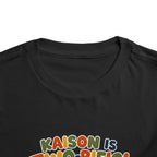 Personalized Toddler Tee - "Kaison is Two-rific!" Dinosaur 2nd Birthday Shirt