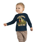 Toddler Long Sleeve Tee — "God Goes With Me" Dino Faith Shirt
