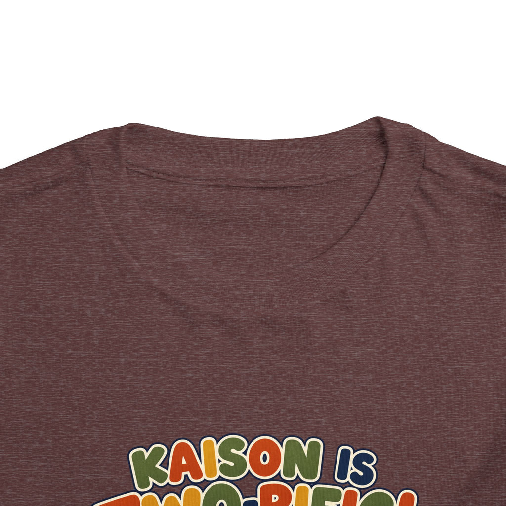 Personalized Toddler Tee - "Kaison is Two-rific!" Dinosaur 2nd Birthday Shirt