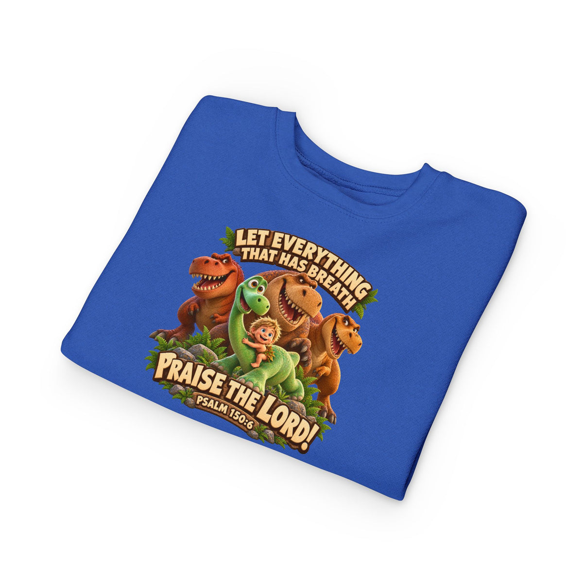 Toddler Sweatshirt - 'Let Everything That Has Breath Praise the Lord' Cute Dinosaur Bible Verse Crewneck