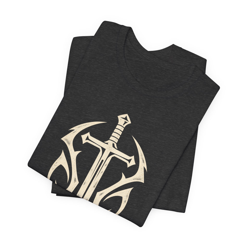 Christian Sword T-Shirt — Be Watchful, Stand Firm Bible Verse Tee