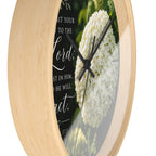 Christian Floral Wall Clock — Psalm 37:5 Inspirational Scripture Timepiece