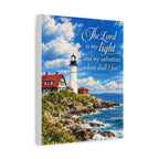Lighthouse Psalm 27:1 Canvas Wall Art — “The Lord is my light” Religious Coastal Decor