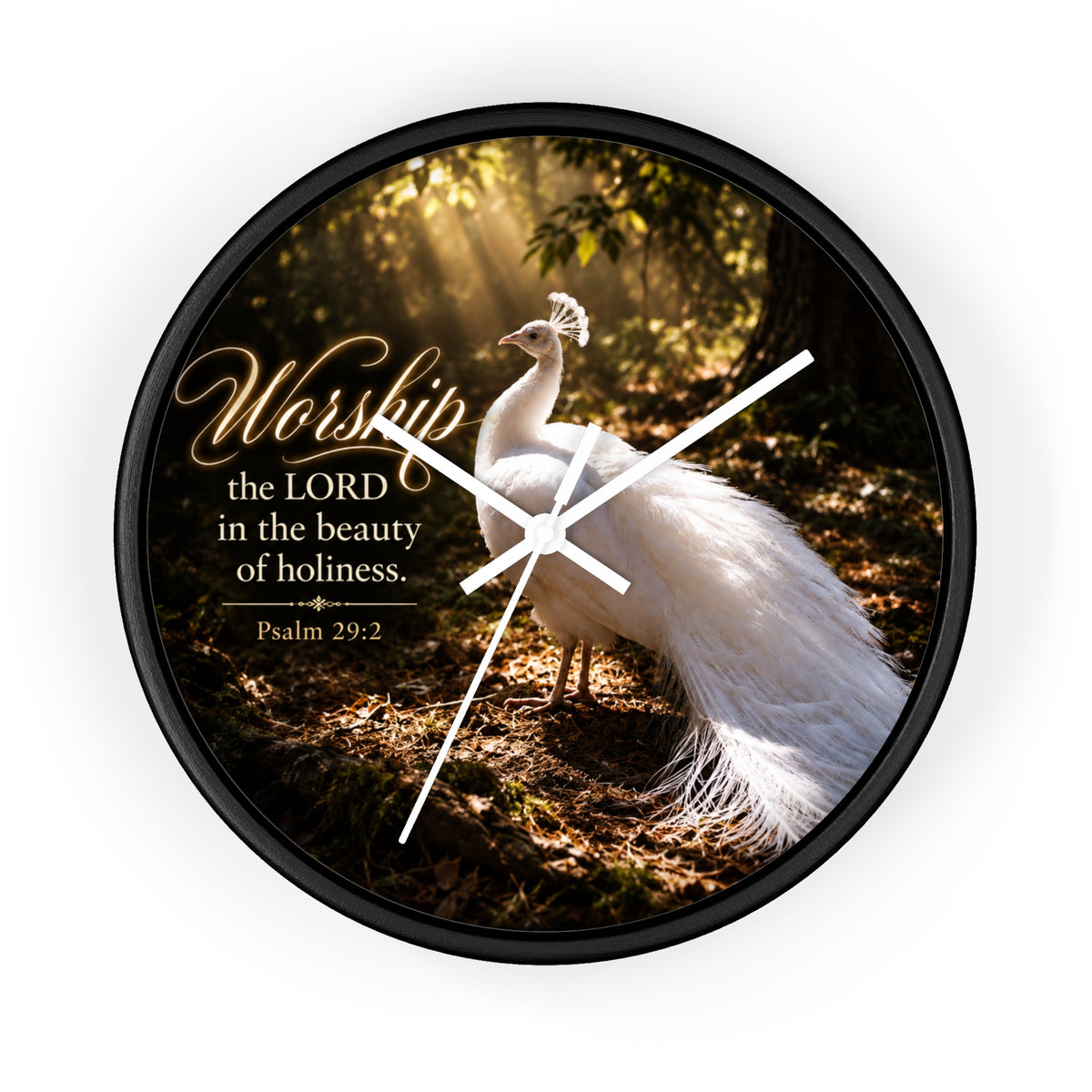 The Beauty of Holiness White Peacock - Wall Clock