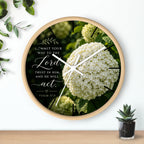 Christian Floral Wall Clock — Psalm 37:5 Inspirational Scripture Timepiece