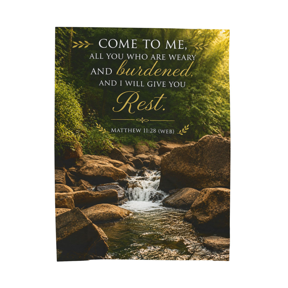 Inspirational Scripture Velveteen Plush Blanket — "Come to Me... I Will Give You Rest" (Matthew 11:28)