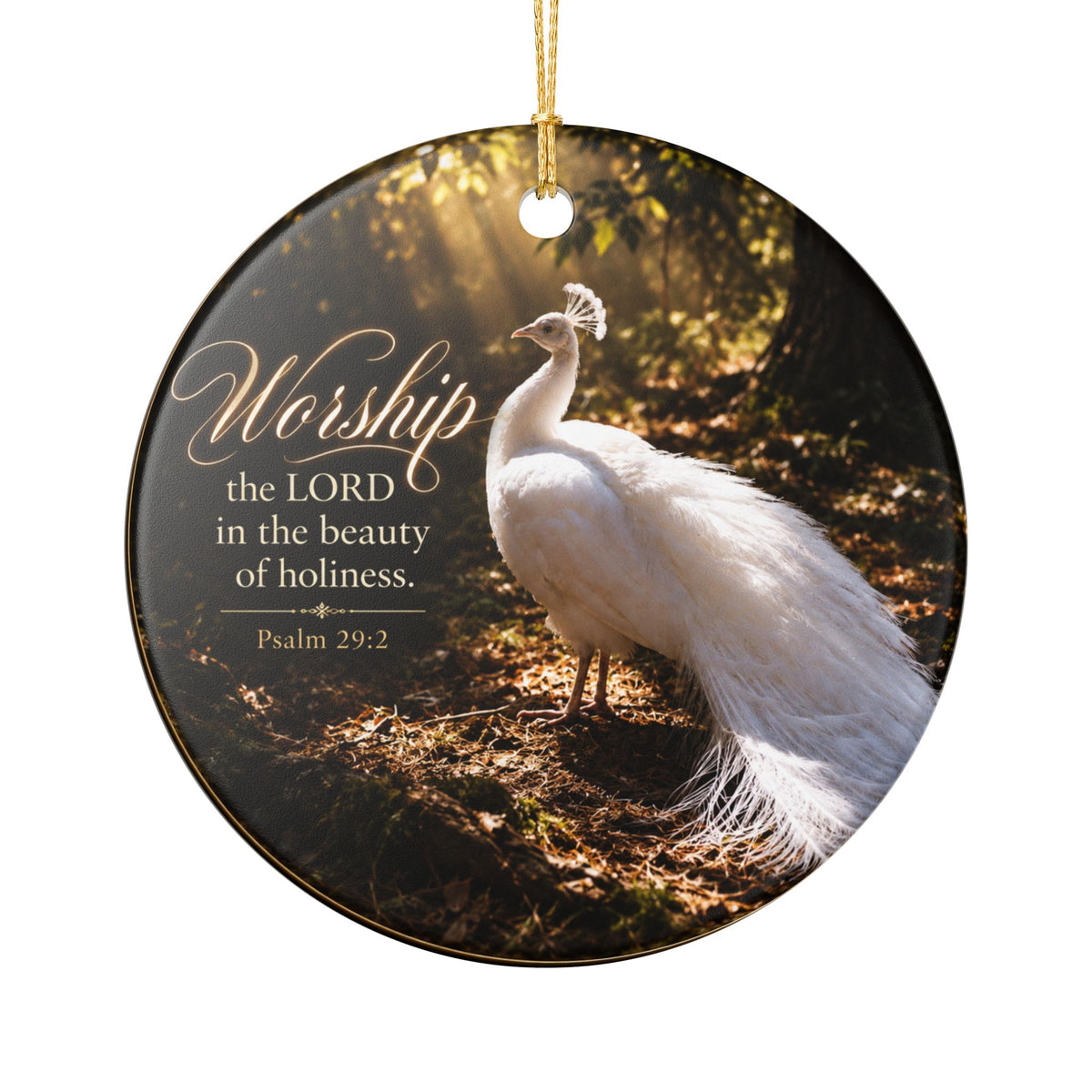 The Beauty of Holiness White Peacock - Ornament