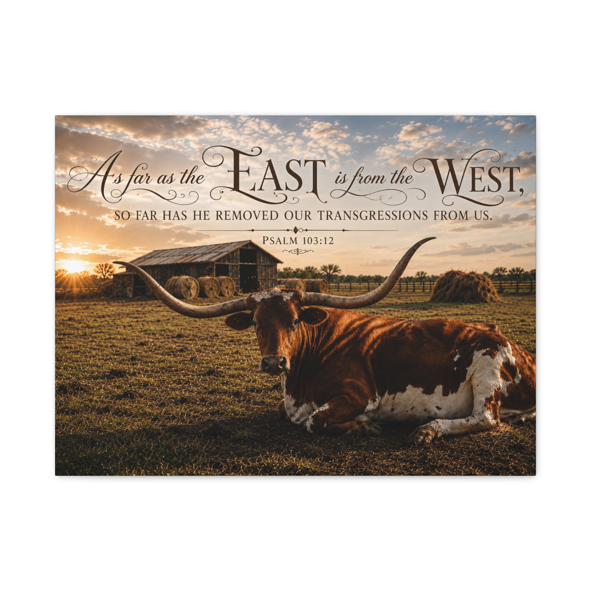 As Far As the East Longhorn - Canvas