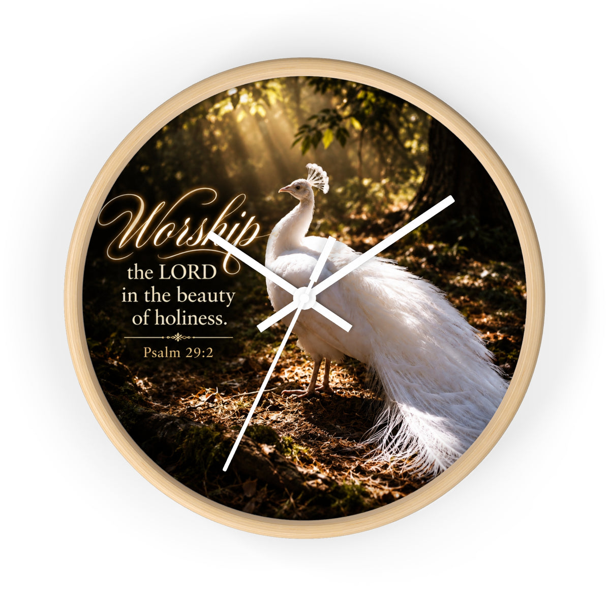 The Beauty of Holiness White Peacock - Wall Clock