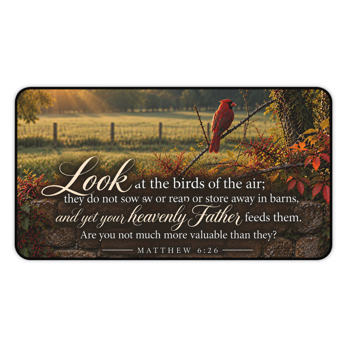 Fed by the Father Cardinal - Desk Pad