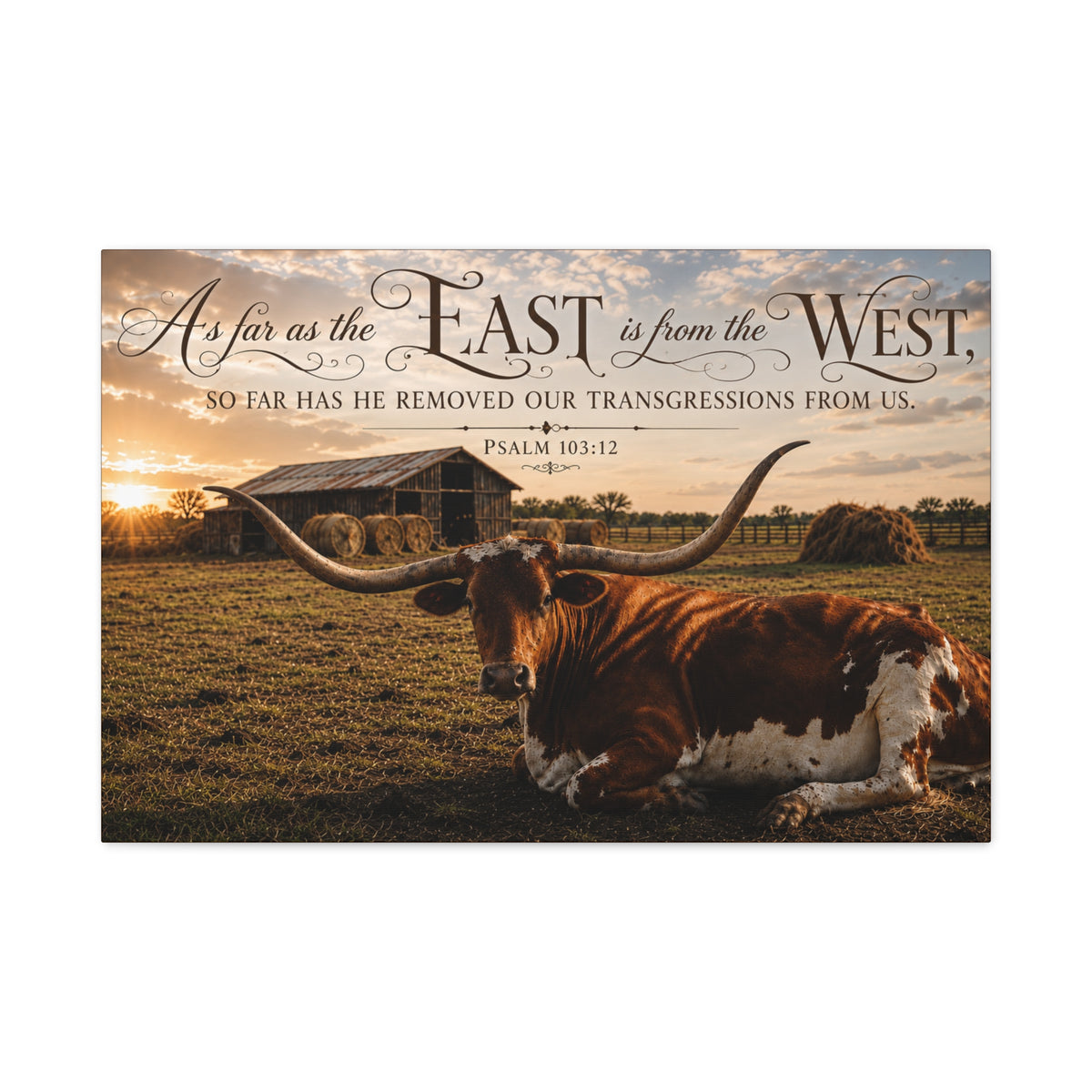 As Far As the East Longhorn - Canvas