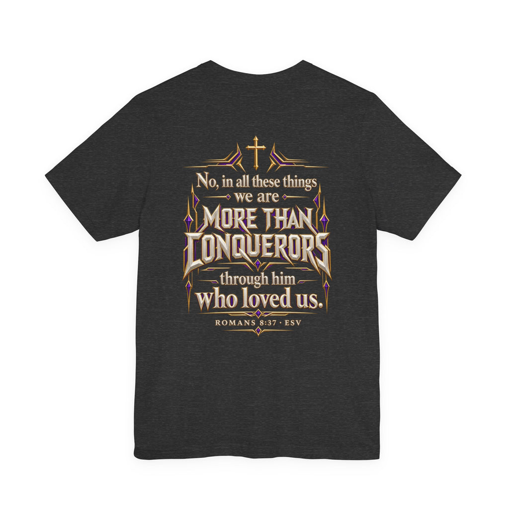 Christian Armor T-Shirt — "More Than Conquerors" Biblical Verse Tee