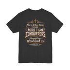 Christian Armor T-Shirt — "More Than Conquerors" Biblical Verse Tee