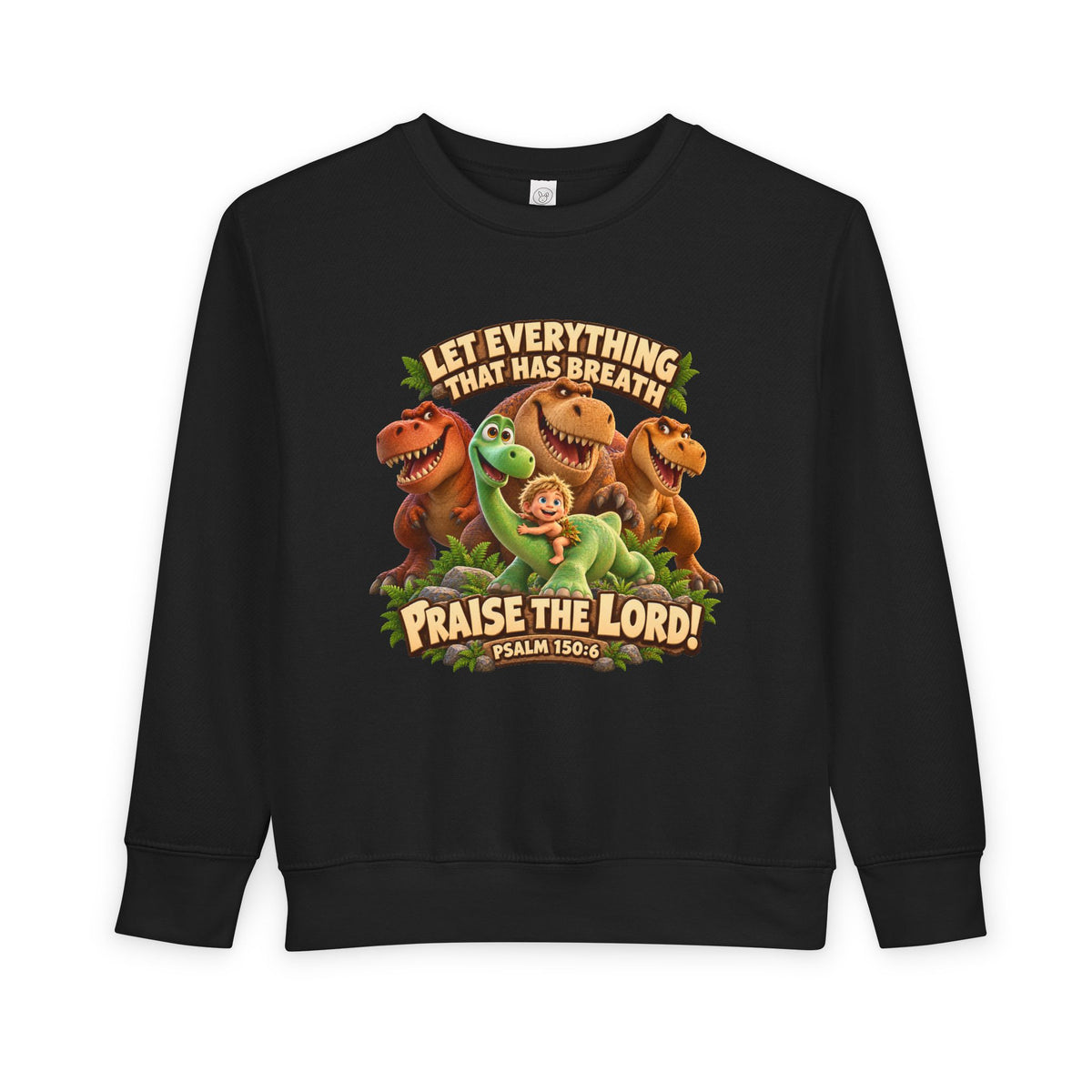 Toddler Sweatshirt - 'Let Everything That Has Breath Praise the Lord' Cute Dinosaur Bible Verse Crewneck