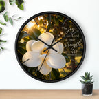 Magnolia Wall Clock — "The joy of the Lord is your strength" (Nehemiah 8:10)