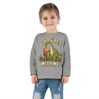 Toddler Long Sleeve Tee — "God Goes With Me" Dino Faith Shirt