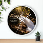 The Beauty of Holiness White Peacock - Wall Clock