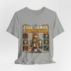 Full Armor, Firm Faith Tee — Christian Knight Cat Graphic T-Shirt