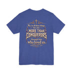 Christian Armor T-Shirt — "More Than Conquerors" Biblical Verse Tee