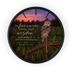 Watchful Wisdom Owl Scripture Wall Clock