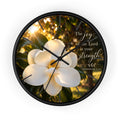 Magnolia Wall Clock — "The joy of the Lord is your strength" (Nehemiah 8:10)