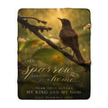 Christian Sparrow Sherpa Blanket — Psalm 84:3 Inspirational Fleece Throw