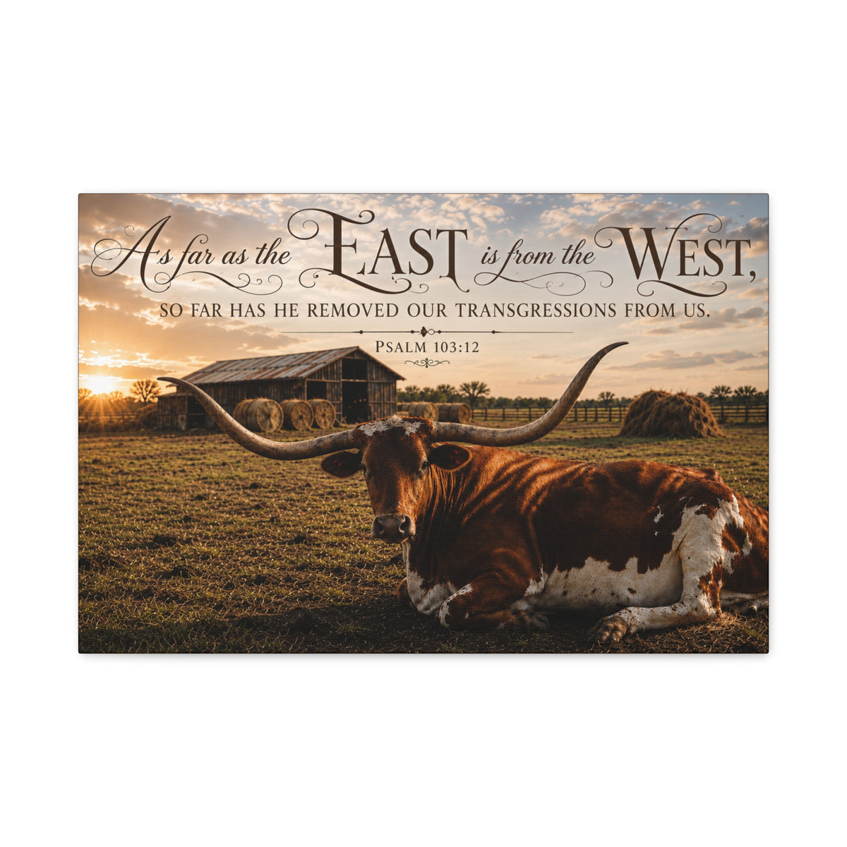 As Far As the East Longhorn - Canvas