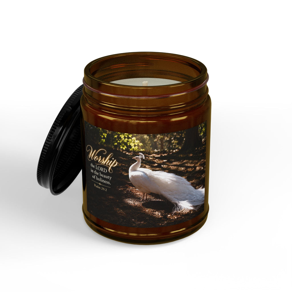 The Beauty of Holiness White Peacock - Candle