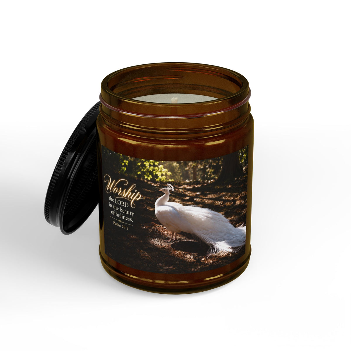 The Beauty of Holiness White Peacock - Candle