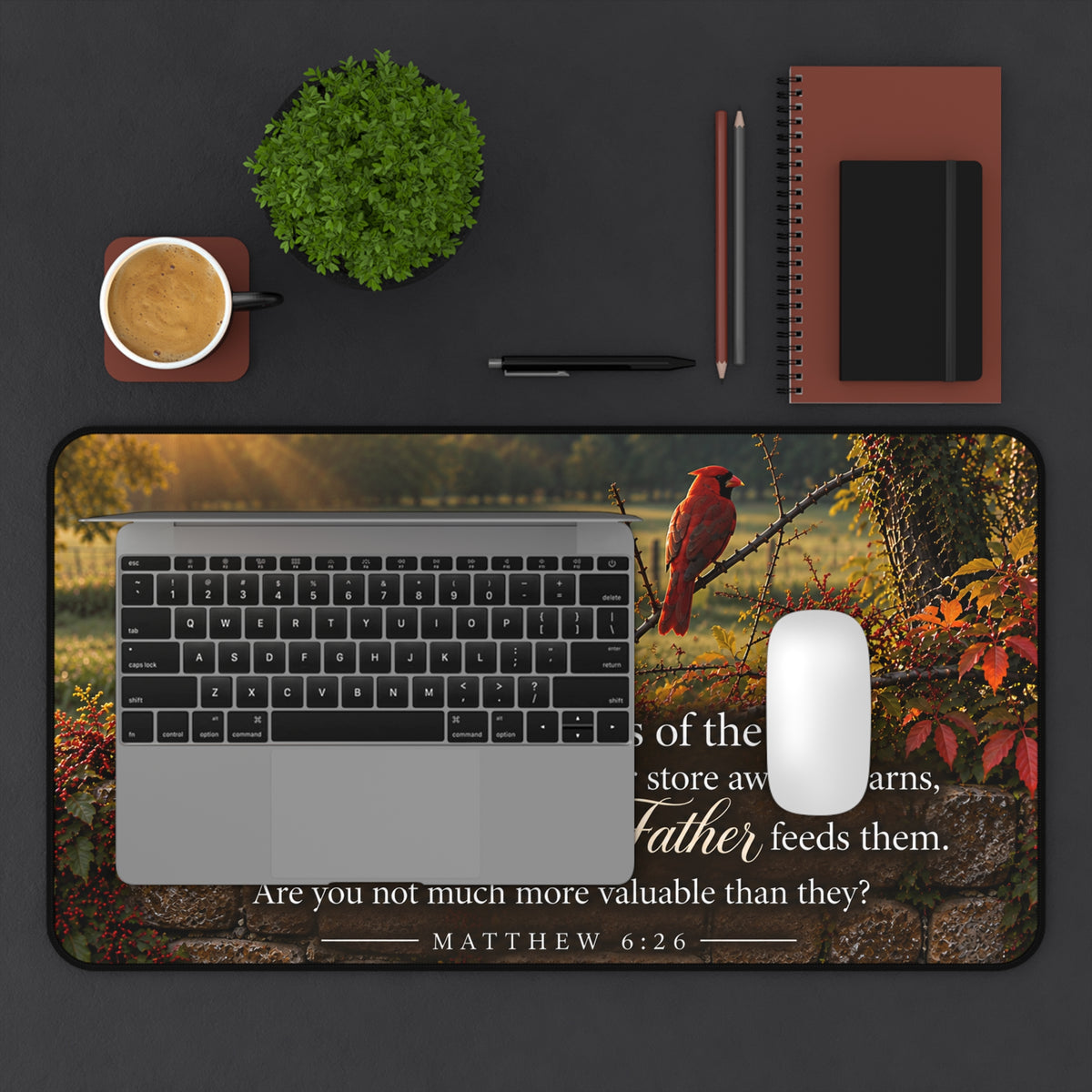Fed by the Father Cardinal - Desk Pad