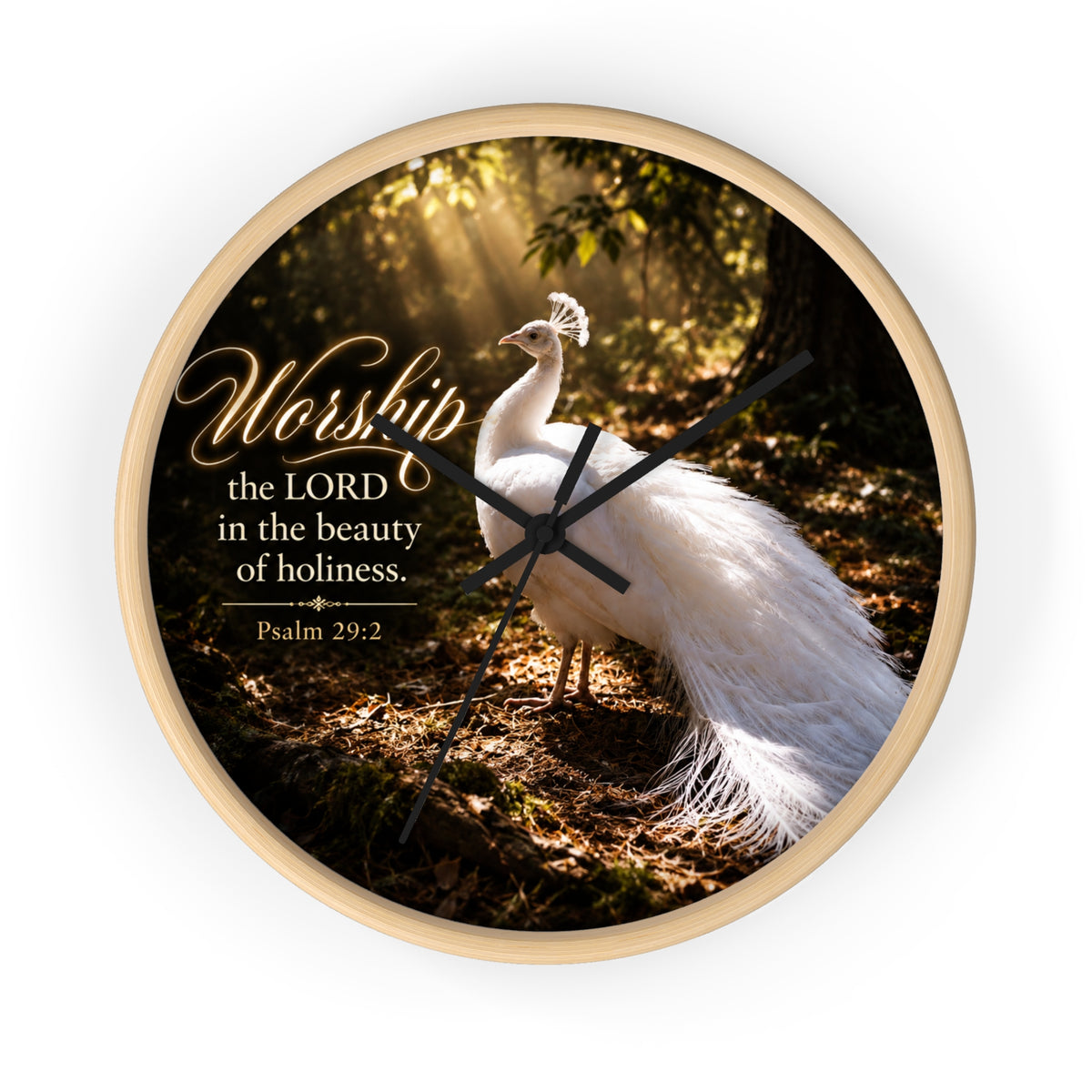 The Beauty of Holiness White Peacock - Wall Clock