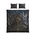 Gothic Dragon Guardian Cotton Bed Set – Dark Fantasy Duvet Cover with Winged Sentinel Design