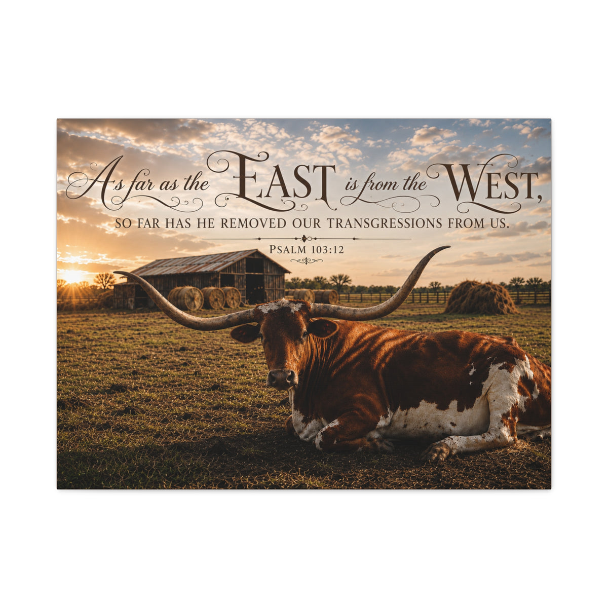 As Far As the East Longhorn - Canvas