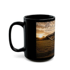 Longhorn Ranch Black Mug – Psalm 103:12 Western Cowhide Coffee Cup