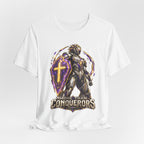 Christian Armor T-Shirt — "More Than Conquerors" Biblical Verse Tee
