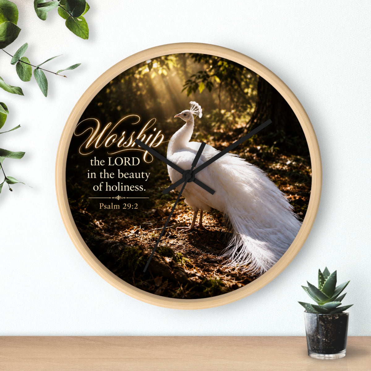 The Beauty of Holiness White Peacock - Wall Clock