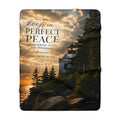 Sherpa Blanket with Lighthouse & Isaiah 26:3 'Perfect Peace' — Inspirational Christian Throw