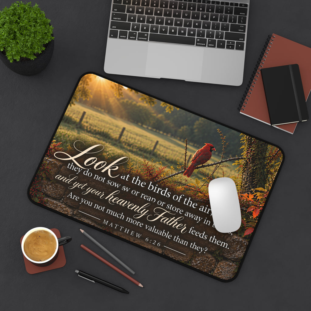 Fed by the Father Cardinal - Desk Pad