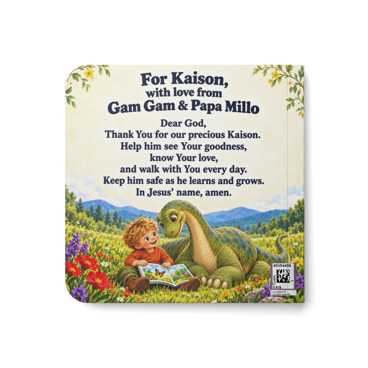 God Made a Colorful World Board Book – Personalized Christian Dinosaur Bible Adventure for Kids
